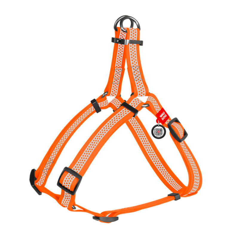 Шлея для собак WAUDOG Waterproof, світловідбиваюча, M, обхват 50-80 см, ширина 20 мм, помаранчева