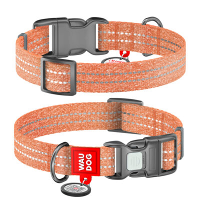 Нашийник WAUDOG Re-cotton з QR паспортом, відновлена бавовна, 25-35 см, 15 мм, помаранчевий 4