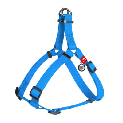 Шлея для собак WAUDOG Waterproof, блакитна, 30-39 см, Collartex, ширина 15 мм