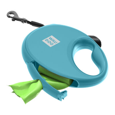 Повідець-рулетка WAUDOG R-leash, світловідбивна стрічка, M, до 20 кг, 5 м, блакитний 7