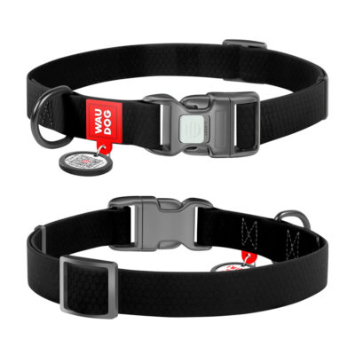 Нашийник для собак WAUDOG Waterproof з QR паспортом, 25 мм, 38-58 см, чорний 2