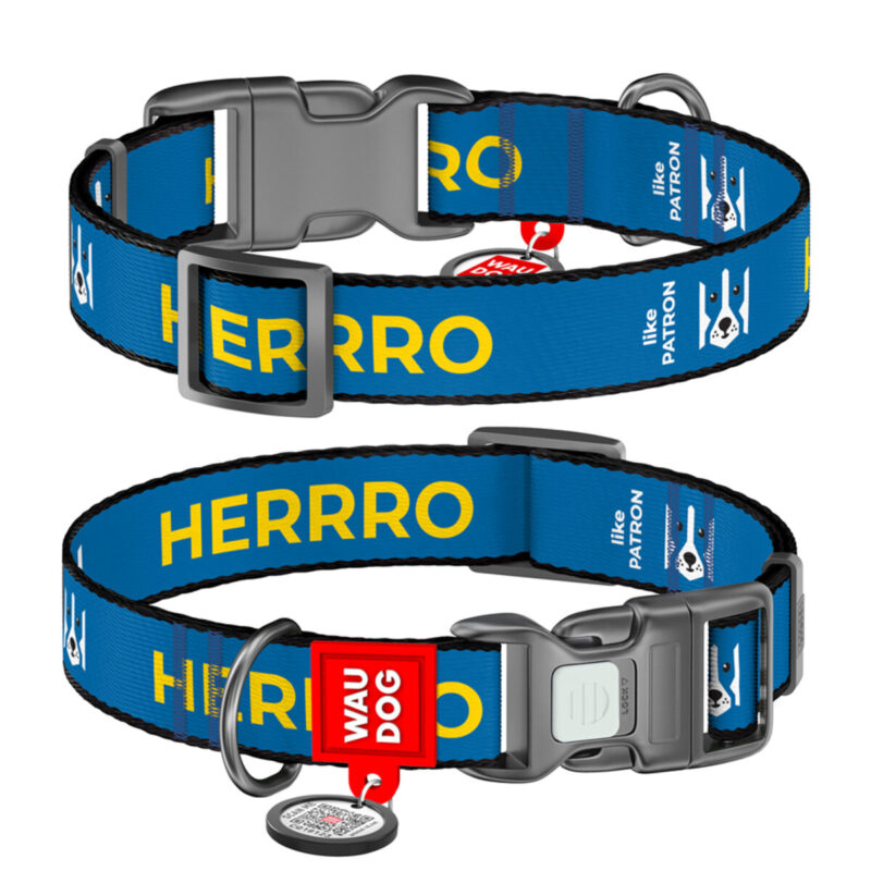 Нашийник для собак WAUDOG Nylon "Патрон" з QR паспортом, XL, 37-58 см, 25 мм