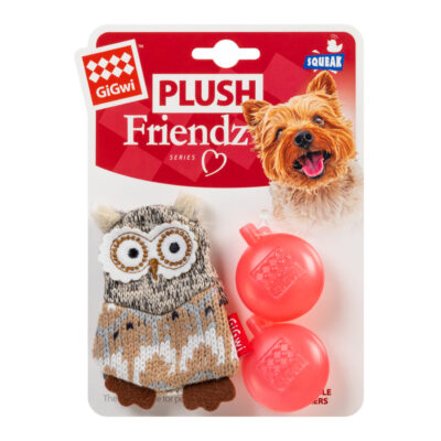 Іграшка для собак Сова GIGWI Plush Friendz з пищалкою, текстиль, 10 см 2