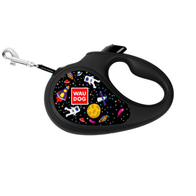 Повідець-рулетка WAUDOG R-leash "NASA", XS, до 12 кг, 3 м, світловідбиваюча стрічка, чорний 5