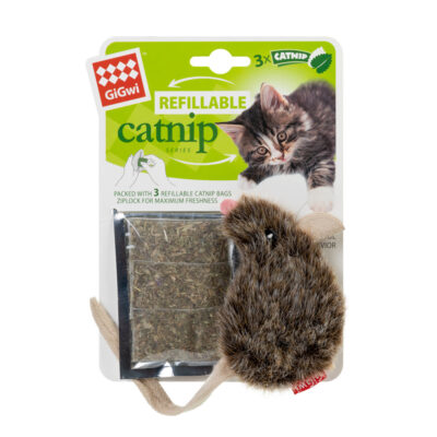 Іграшка для котів GiGwi Refillable Catnip, мишка, штучне хутро, 10 см 2