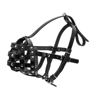 Намордник твердий CoLLaR для боксерів великий шкіряний чорний 5×38 см 2