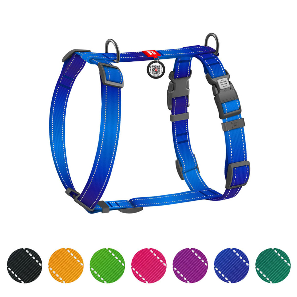 Шлея анатомічна WAUDOG Nylon Mono H-подібна, світловідбивна, для собак, розмір М, Ш 20 мм, А 38-60 см, В 45-60 см, синій Шлея анатомічна WAUDOG Nylon Mono H-подібна, світловідбивна, для собак, розмір М, Ш 20 мм, А 38-60 см, В 45-60 см, синій