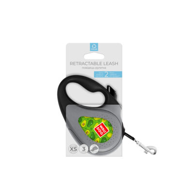 Повідець-рулетка для собак WAUDOG R-leash, світловідбиваюча стрічка, XS, до 12 кг, 3 м, чорний, "Авокадо" 4