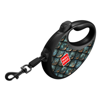 Повідець-рулетка WAUDOG R-leash зі світловідбивною стрічкою, контейнером та малюнком "Луска", M, до 20 кг, 5 м 4