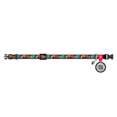 Нашийник для котів WAUCAT Nylon, "Зубасті монстри", з резинкою, XS, 20-30 см, 10 мм 2