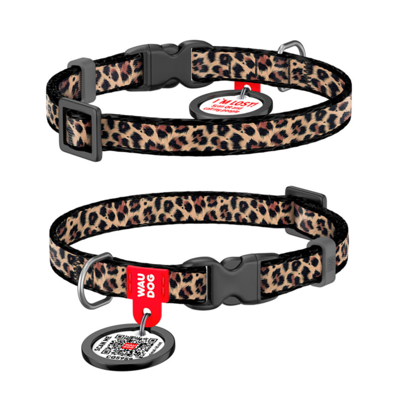 Нашийник WAUDOG Nylon "Леопард" для котів та дрібних собак, нейлон, XS, 10мм, 20-30 см
