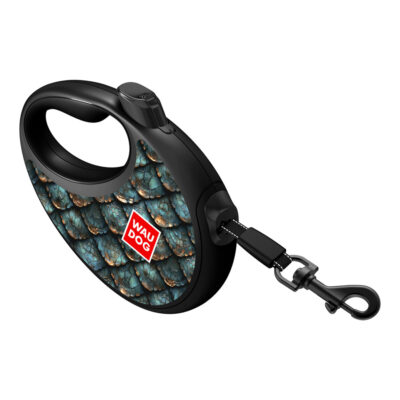 Повідець-рулетка WAUDOG R-leash "Луска" з контейнером для пакетів, L, до 40 кг, 5 м 5