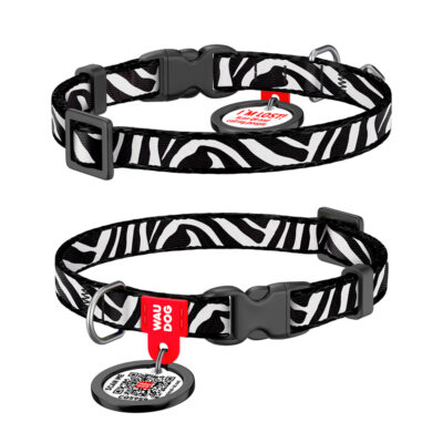 Нашийник для котів і дрібних собак WAUDOG Nylon "Зебра", нейлон, 20-30 см, Ш 10 мм