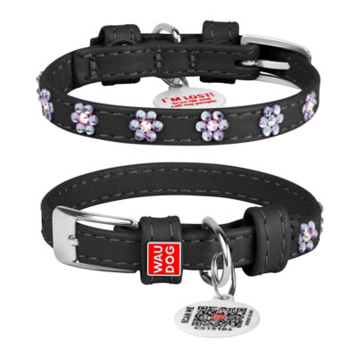 Нашийник для собак WAUDOG Glamour з QR паспортом, 19-25 см, ширина 9 мм, чорний 2