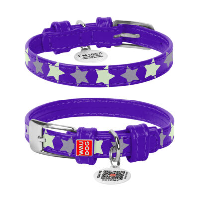 Нашийник для собак WAUDOG Glamour з QR паспортом, фіолетовий, 19-25 см, шкіра, Ш 12 мм 2