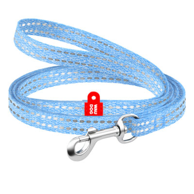 Повідець WAUDOG Re-cotton світловідбиваючий для котів і собак, XS, 200 см, блакитний 2