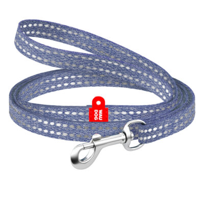 Повідець для котів та дрібних собак WAUDOG Re-cotton, світловідбиваючий, XS, Ш 10 мм, Д 200 см, синій 2