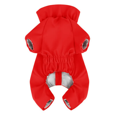 Дощовик для собак WAUDOG Clothes, водонепроникний, L55, обхват шиї 50-55 см, обхват грудей 77-79 см, червоний 3