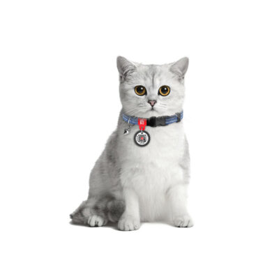 Нашийник для котів WAUCAT Re-cotton світловідбивальний, з QR паспортом, XS, 10 мм, 20-30 см, синій 4
