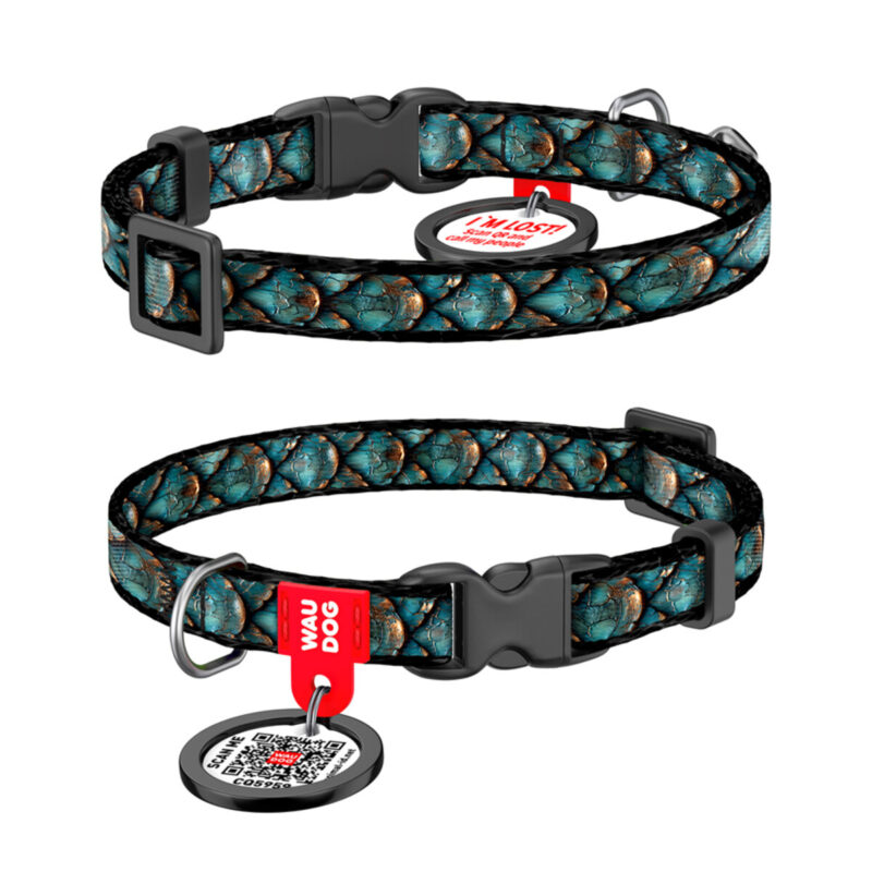 Нашийник WAUDOG Nylon для котів та дрібних собак 20-30 см, Ш 10 мм, нейлон, Луска