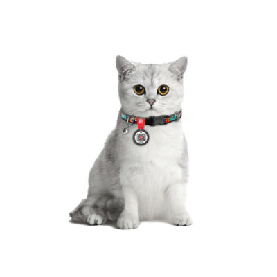 Нашийник для котів WAUCAT Nylon, "Зубасті монстри", з резинкою, XS, 20-30 см, 10 мм 3