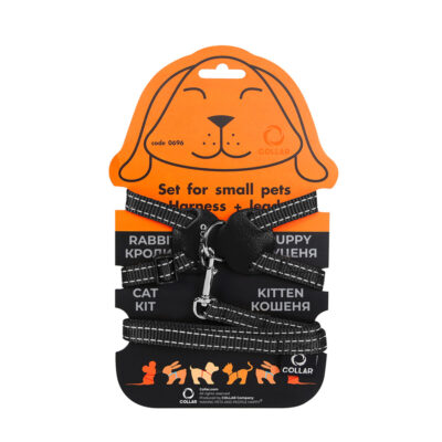 Шлея для кроликів DOG Extreme, нейлонова, ширина 14 мм, обхват 30-45 см, чорна 2