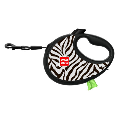 Повідець-рулетка WAUDOG R-leash, з контейнером для пакетів, для собак до 12 кг, 3 м, Зебра 3
