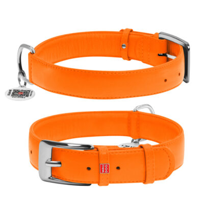 Нашийник для собак WAUDOG Glamour, шкіряний, помаранчевий, XL, 46-60 см, ширина 35 мм 2