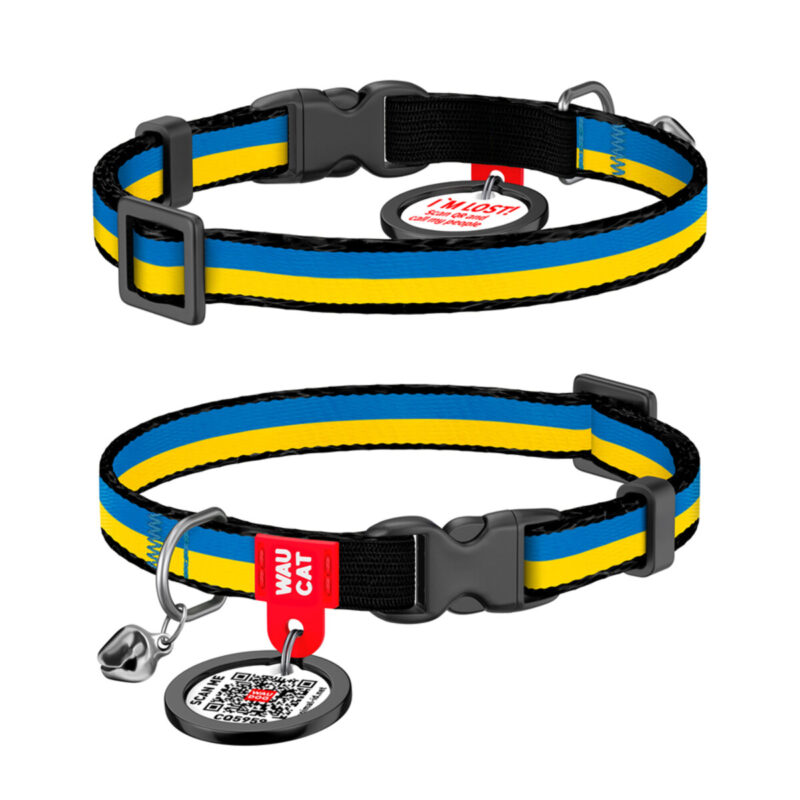 Нашийник для котів WAUCAT Nylon кольоровий "Colors of freedom", 20-30 см, Ш 10 мм, нейлон