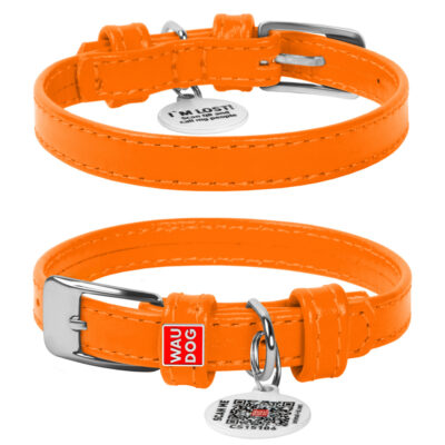 Нашийник для собак WAUDOG Glamour шкіряний XS, Ш 12 мм, Дов 21-29 см, помаранчевий 2