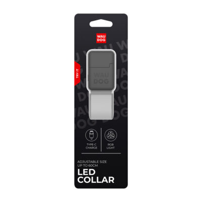 Нашийник для собак WAUDOG LED з підсвічуванням RGB, регульований 60 см, Ш 25 мм, USB Type-C 5