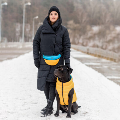 Двостороння курточка AiryVest для собак L65, жовто-блакитна, нейлон, 62-65 см 3