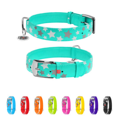 Нашийник WAUDOG Glamour шкіряний з QR паспортом, XL 46-60 см, Ш 35 мм, ментоловий