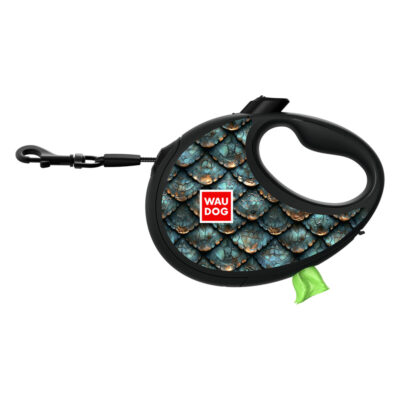 Повідець-рулетка WAUDOG R-leash "Луска" з контейнером для пакетів, L, до 40 кг, 5 м 3