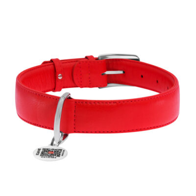 Нашийник шкіряний WAUDOG Glamour XL червоний, 35 мм, 46-60 см, з QR паспортом 3