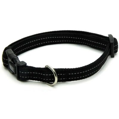 Нашийник SOFT REFLECTIVE світловідбиваючий, м'який, чорний, нейлон, 35-55х2см