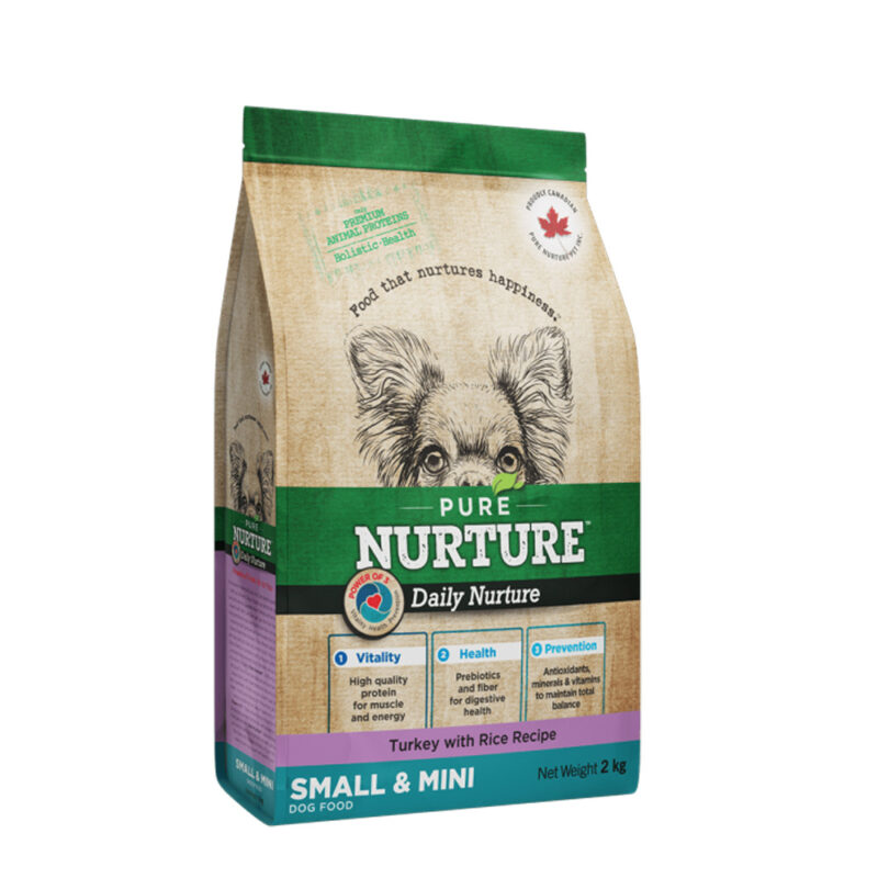 Сухий корм для дорослих собак малих та міні-порід Pure Nurture, з індичкою та рисом, 2кг