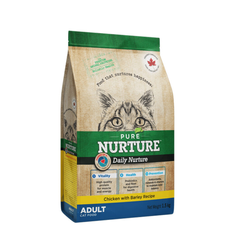 Сухий корм для дорослих котів Pure Nurture, з куркою та ячменем, 1,5кг