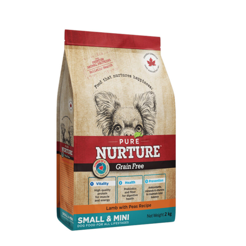 Сухий корм для собак малих та міні-порід Pure Nurture Grain Free беззерновий, з ягням та горохом, 2кг