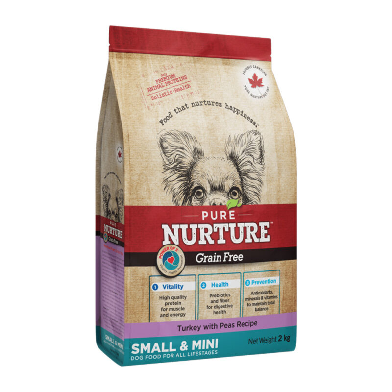 Сухий корм для собак малих та міні-порід Pure Nurture Grain Free беззерновий, з індичкою та горошком, 2кг