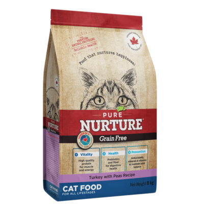 Сухий корм для котів для всіх етапів життя Pure Nurture Grain Free беззерновий, з індичкою та горошком, 8кг