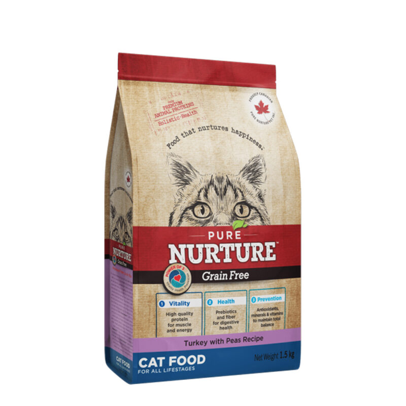 Сухий корм для котів для всіх етапів життя Pure Nurture Grain Free беззерновий, з індичкою та горошком, 1,5кг