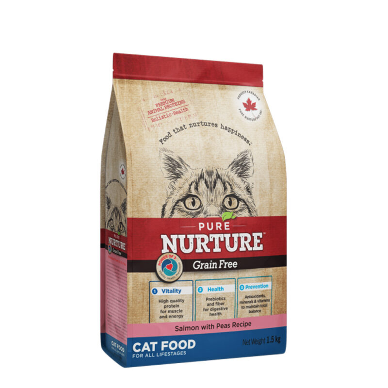 Сухий корм для котів для всіх етапів життя Pure Nurture Grain Free беззерновий, з лососем та горошком, 1,5кг