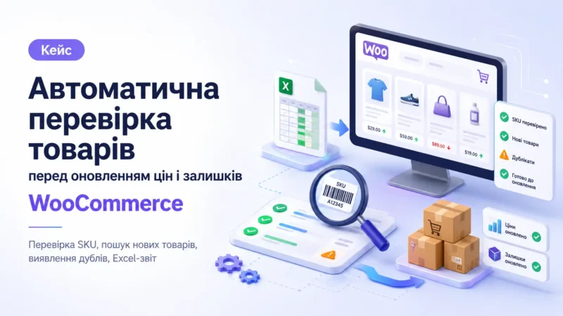 Банер Автоматична перевірка товарів перед оновленням цін і залишків WooCommerce
