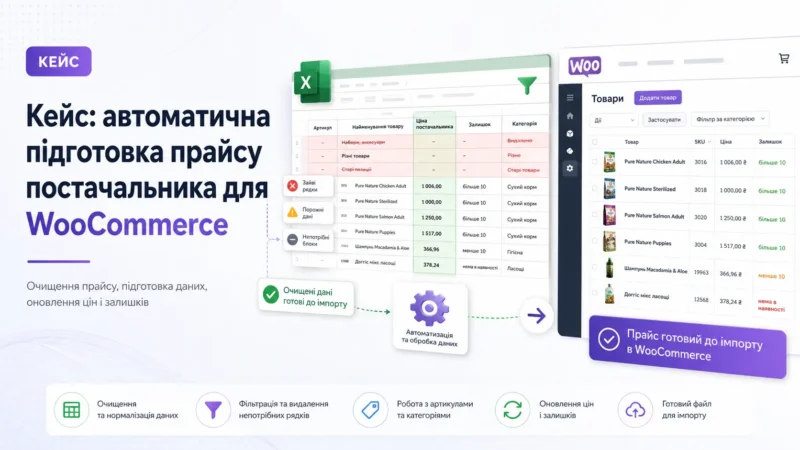Кейс: автоматична підготовка прайсу постачальника для оновлення цін і залишків у WooCommerce