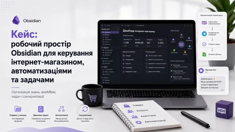 Кейс: робочий простір Obsidian для керування інтернет-магазином, автоматизаціями та задачами