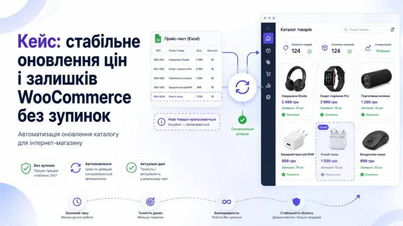 Кейс: стабільне оновлення цін і залишків WooCommerce без зупинок через нові товари