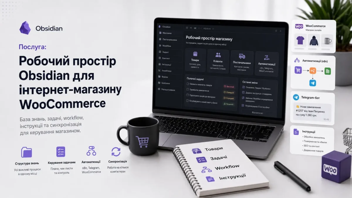 Робочий простір Obsidian для інтернет-магазину WooCommerce