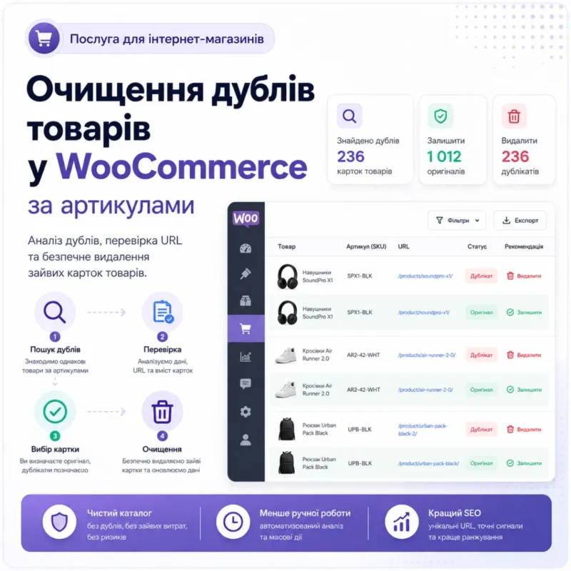 Очищення дублів товарів у WooCommerce