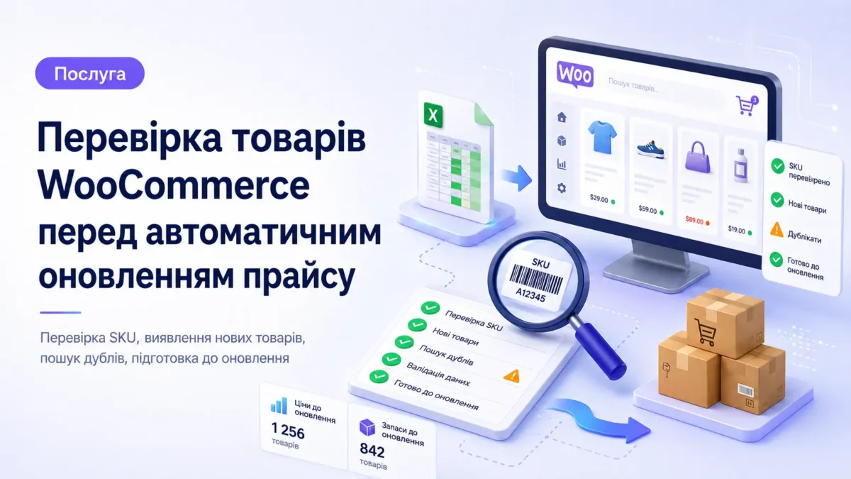 Банер Перевірка товарів WooCommerce перед автоматичним оновленням прайсу